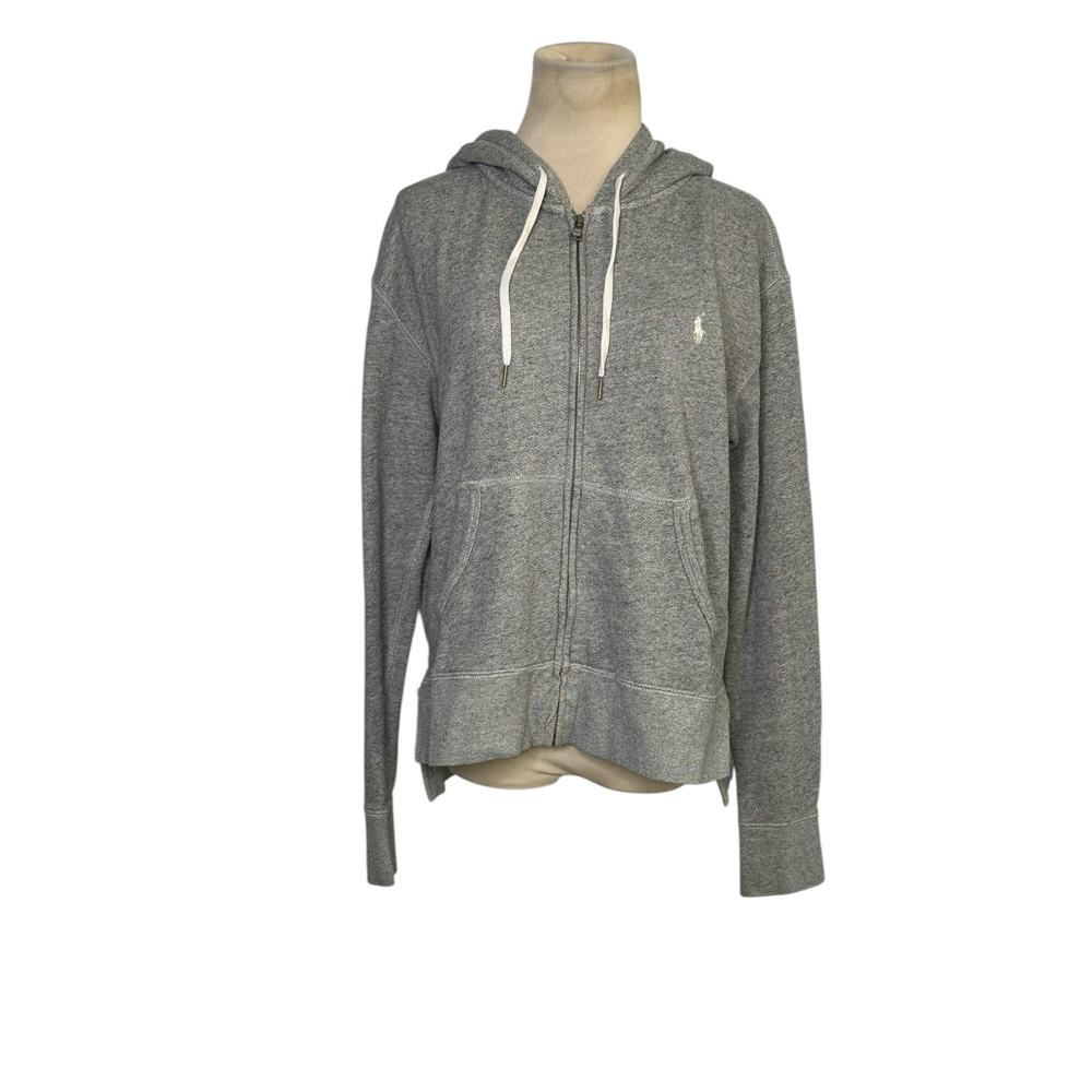 Polo Ralph Lauren gray long sleeves full zip hoodie jacket size Medium - Picture 10 of 12